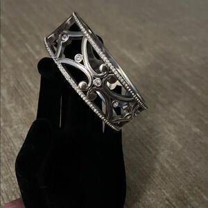 Brighton Elegant Silver Hinged Bracelet with Crystal Accents